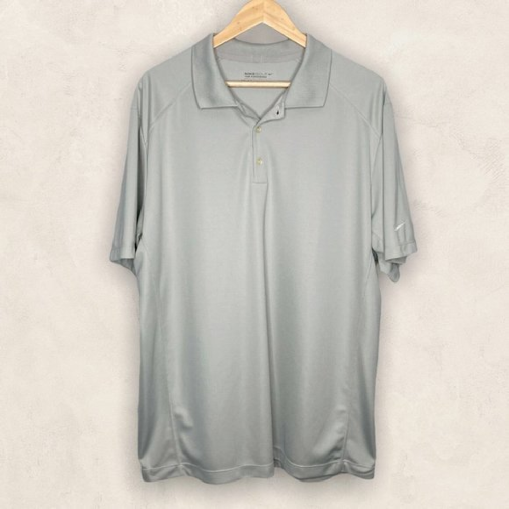 Nike Men's XL Gray Dri-Fit Tour Performance Stretch Knit Golf Victory Polo Shirt